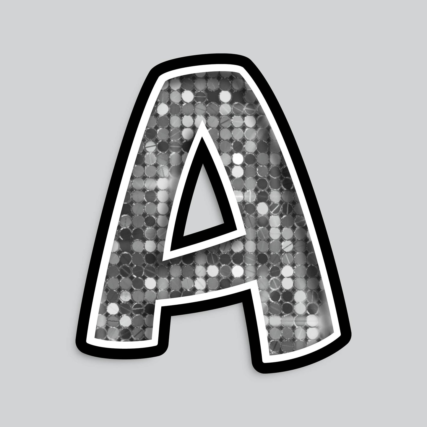 23.5” INDIVIDUAL BOUNCY SILVER SEQUIN SHADOW LETTERS