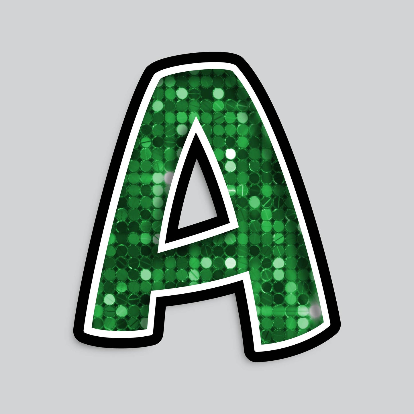 23.5” INDIVIDUAL BOUNCY SEQUIN GREEN SHADOW LETTERS