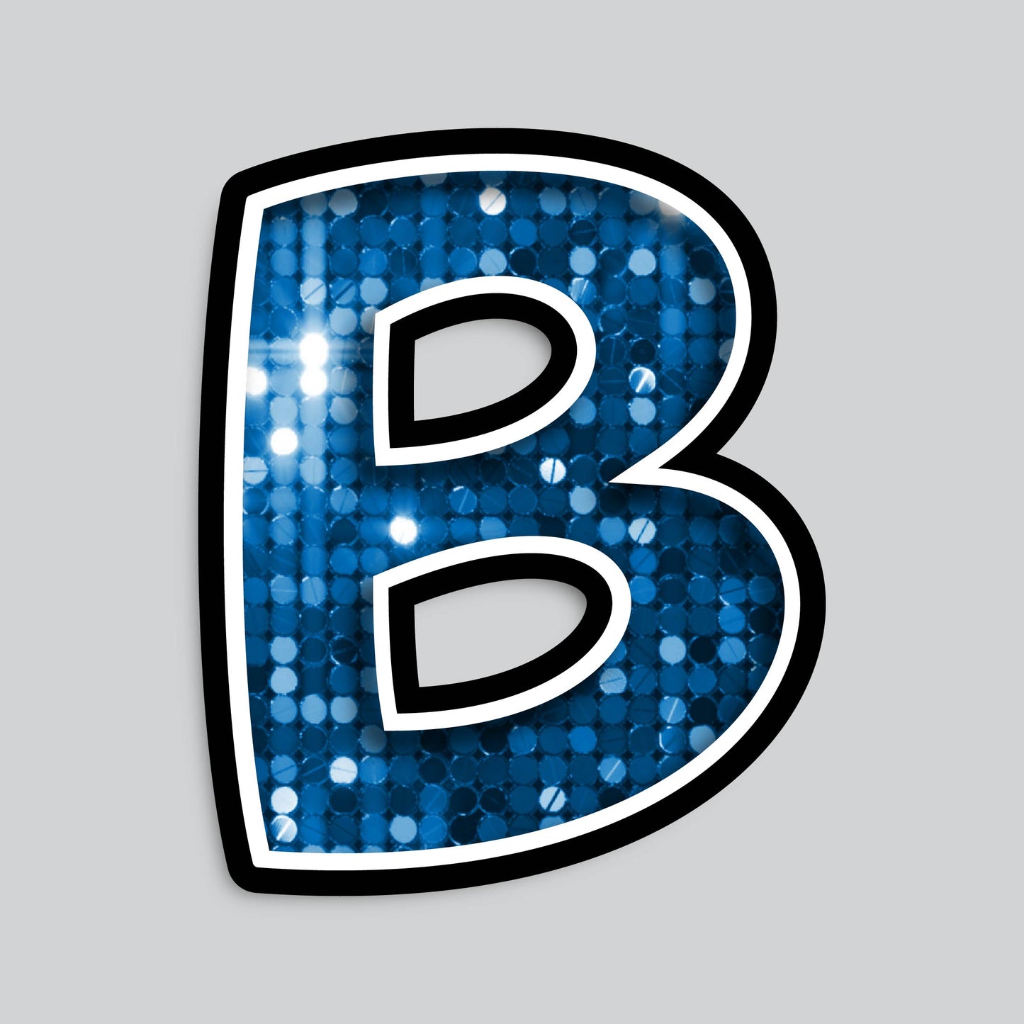 23.5” INDIVIDUAL BOUNCY BLUE SEQUIN SHADOW LETTERS