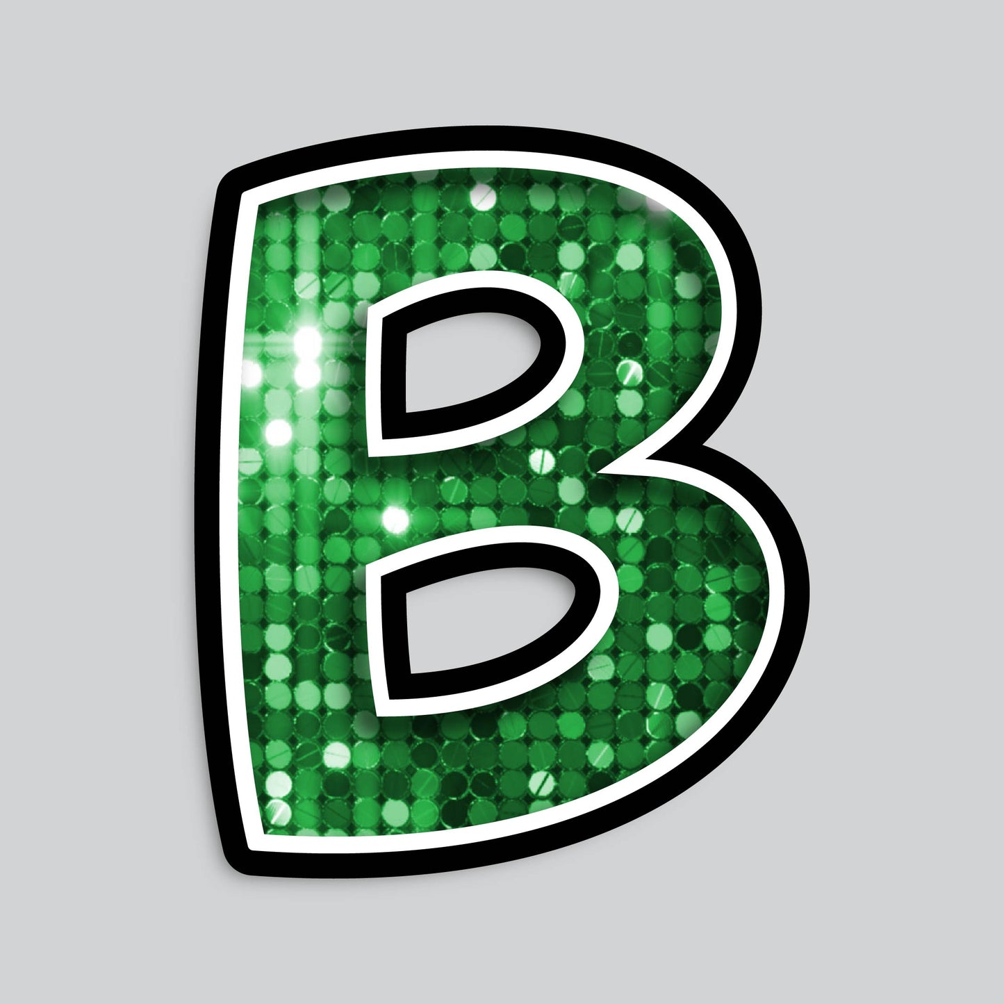 23.5” INDIVIDUAL BOUNCY SEQUIN GREEN SHADOW LETTERS