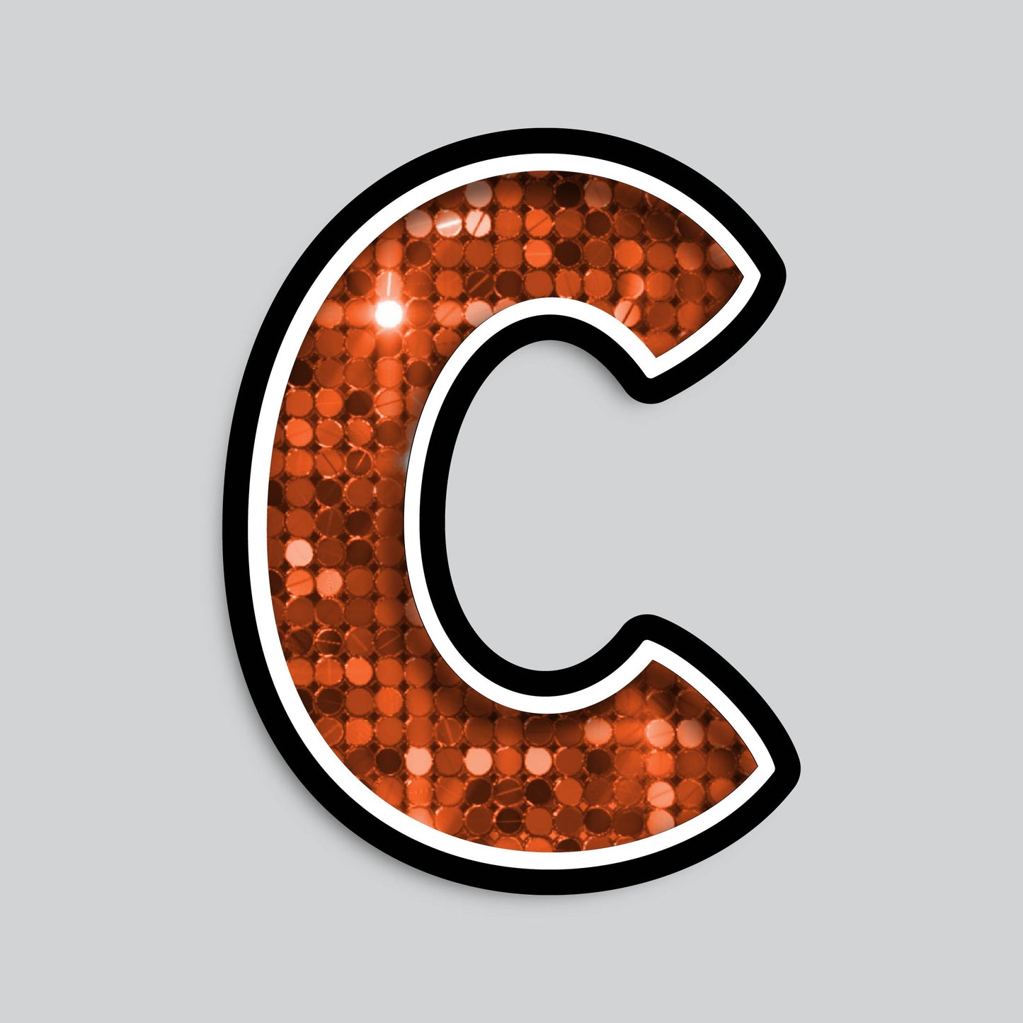 23.5” INDIVIDUAL BOUNCY ORANGE SEQUIN SHADOW LETTERS