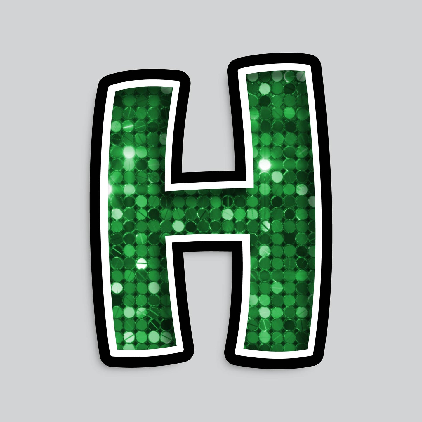 23.5” INDIVIDUAL BOUNCY SEQUIN GREEN SHADOW LETTERS