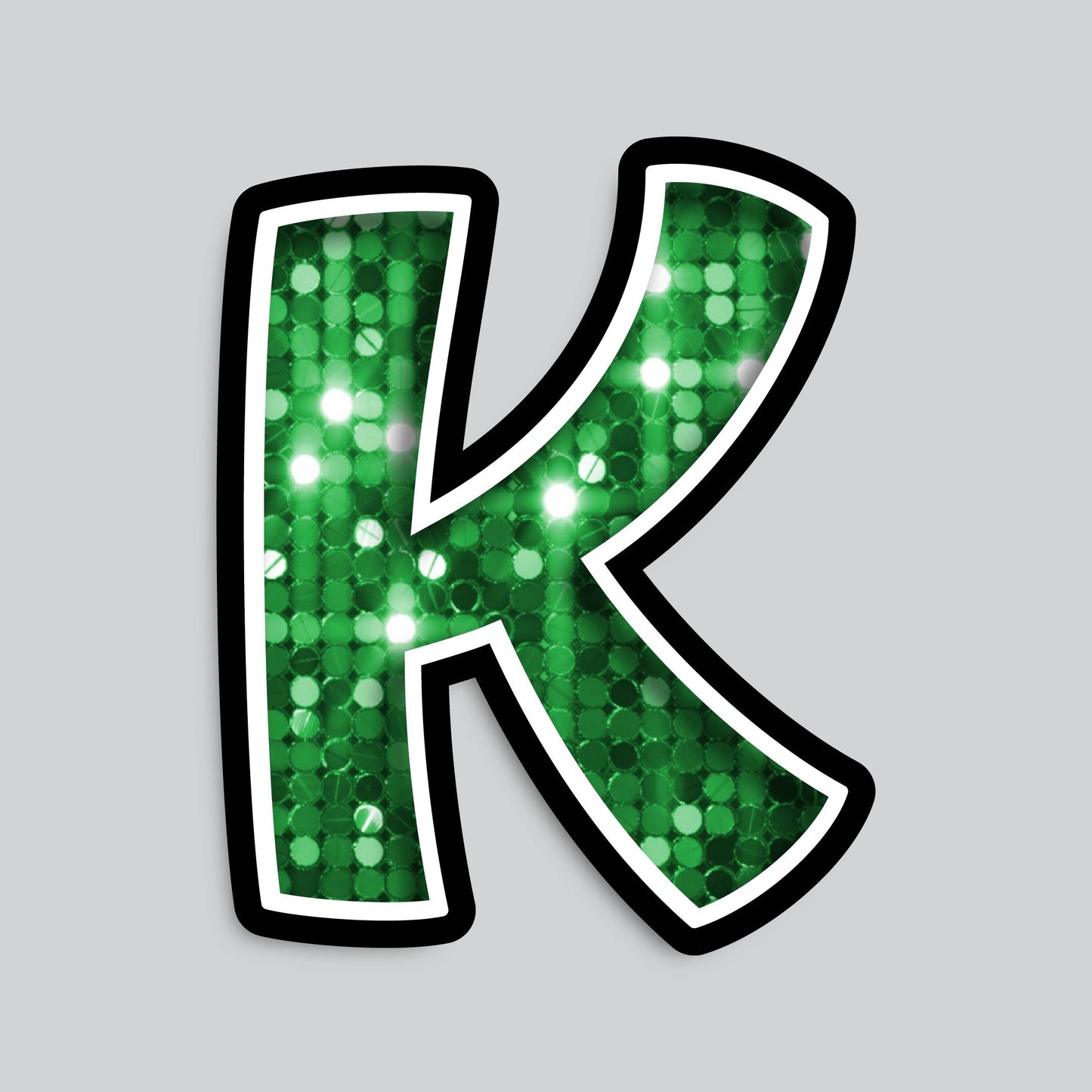 23.5” INDIVIDUAL BOUNCY SEQUIN GREEN SHADOW LETTERS