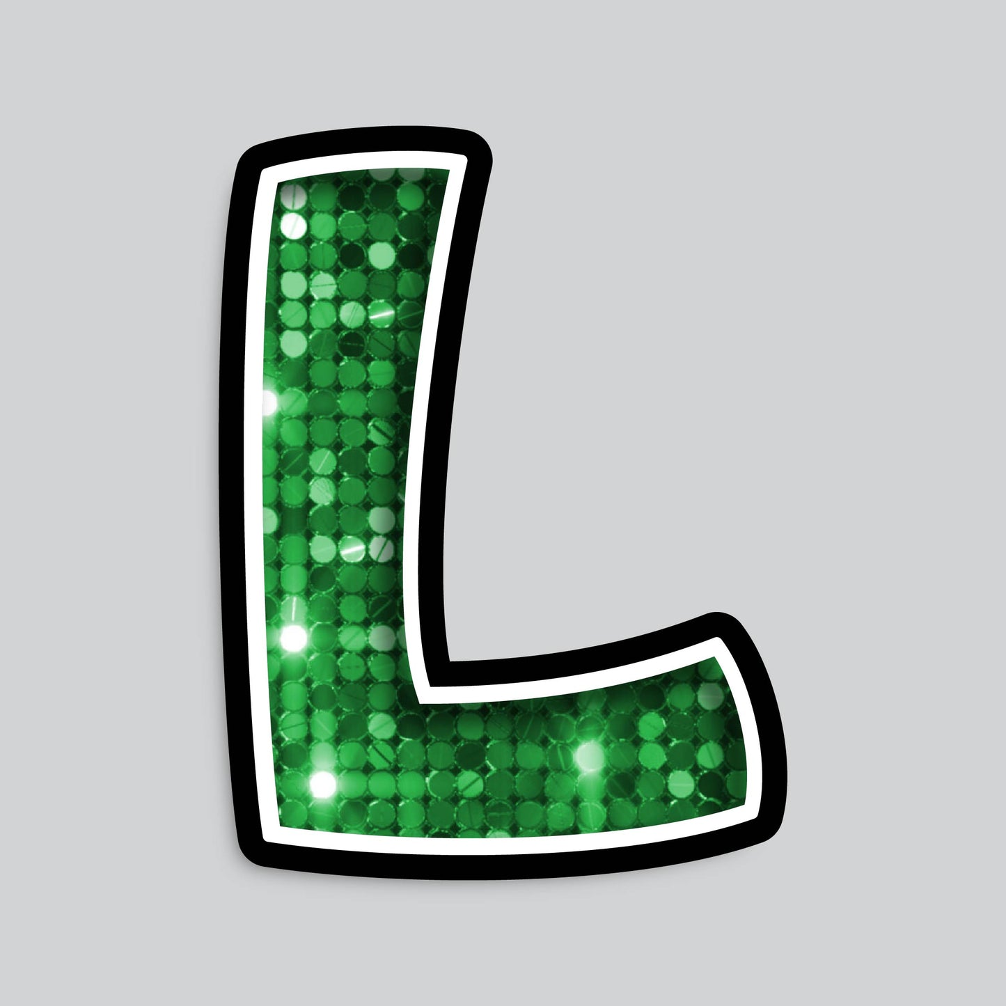 23.5” INDIVIDUAL BOUNCY SEQUIN GREEN SHADOW LETTERS