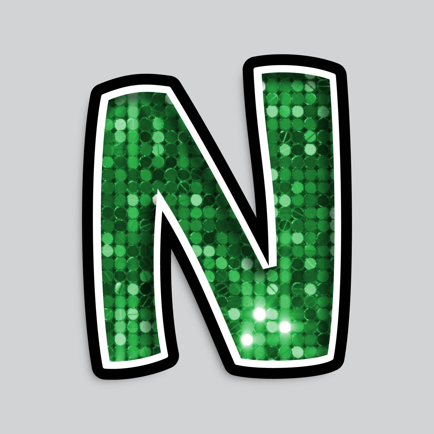23.5” INDIVIDUAL BOUNCY SEQUIN GREEN SHADOW LETTERS