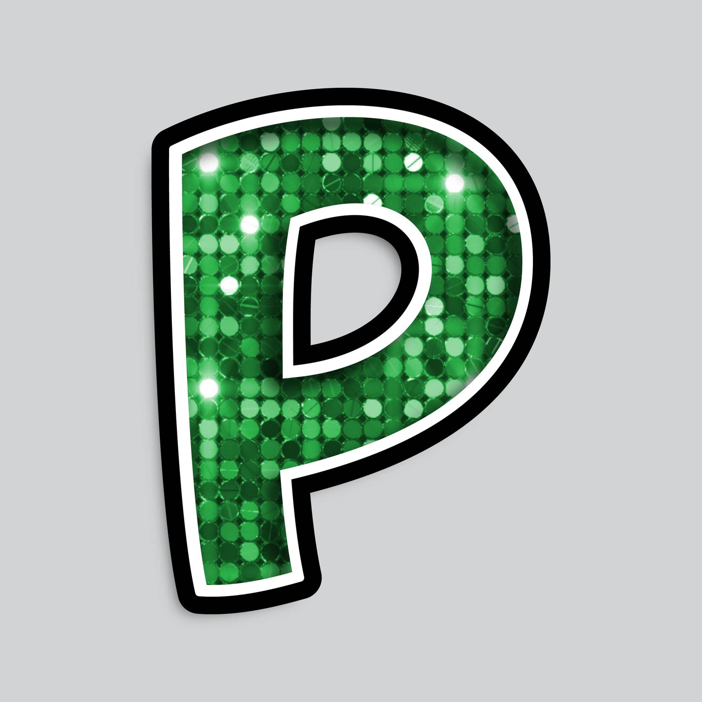 23.5” INDIVIDUAL BOUNCY SEQUIN GREEN SHADOW LETTERS