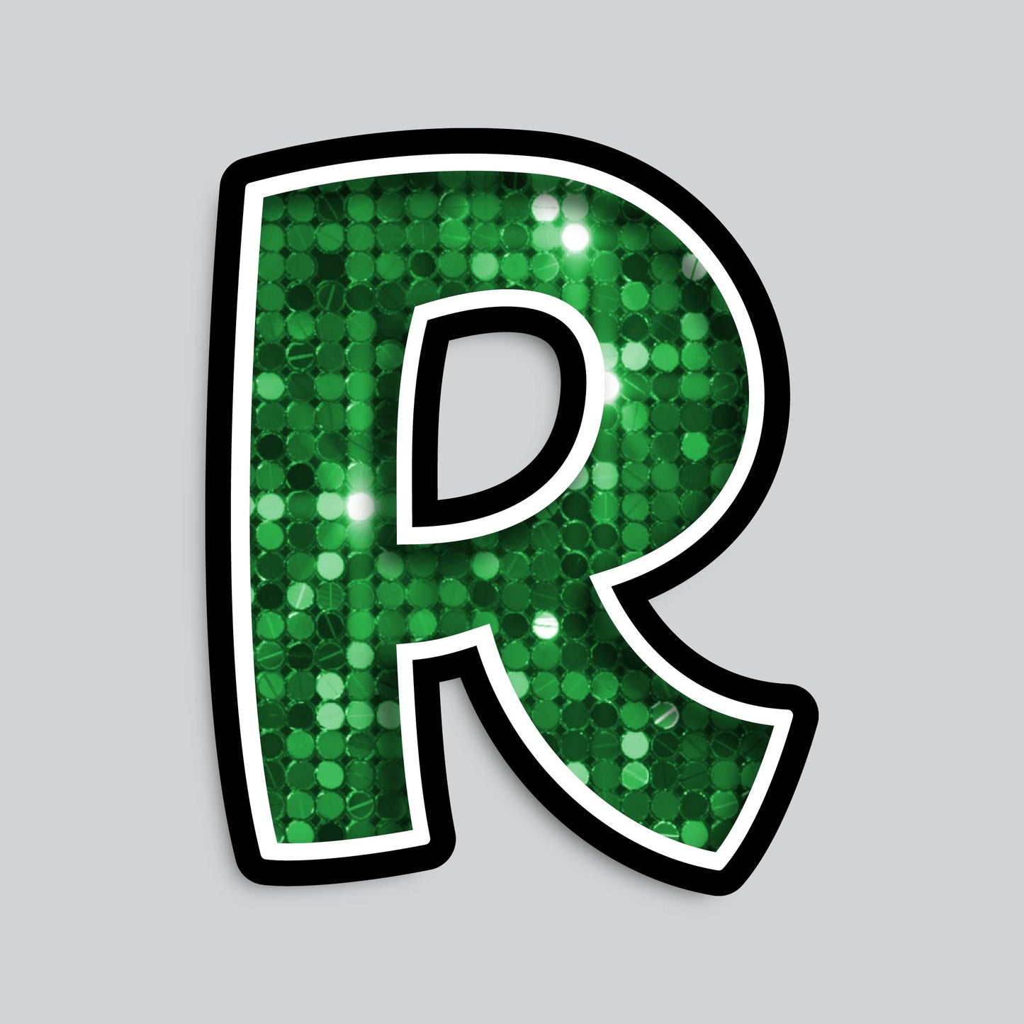 23.5” INDIVIDUAL BOUNCY SEQUIN GREEN SHADOW LETTERS
