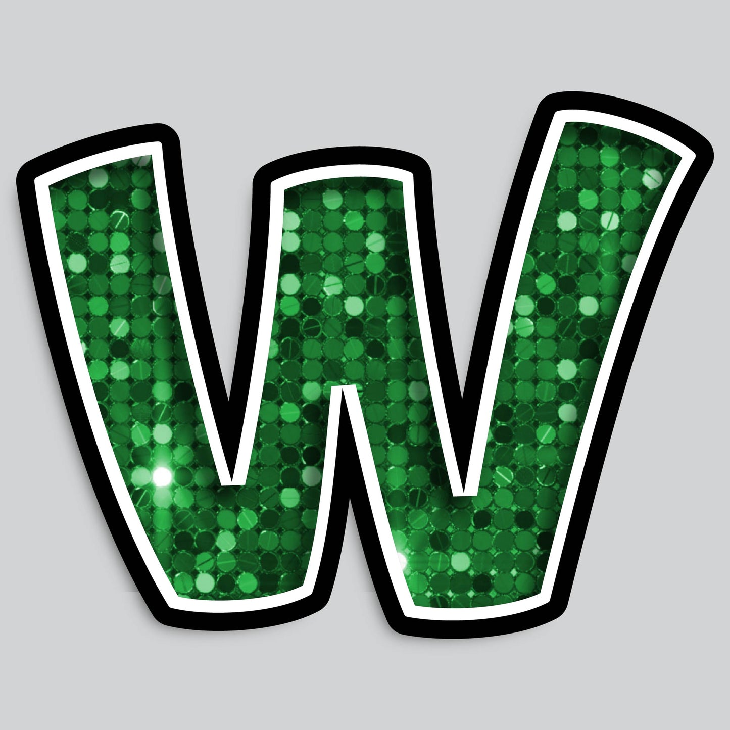 23.5” INDIVIDUAL BOUNCY SEQUIN GREEN SHADOW LETTERS