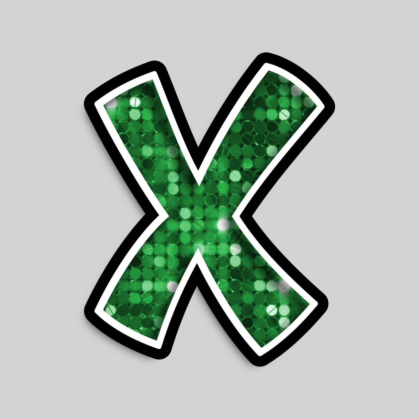 23.5” INDIVIDUAL BOUNCY SEQUIN GREEN SHADOW LETTERS