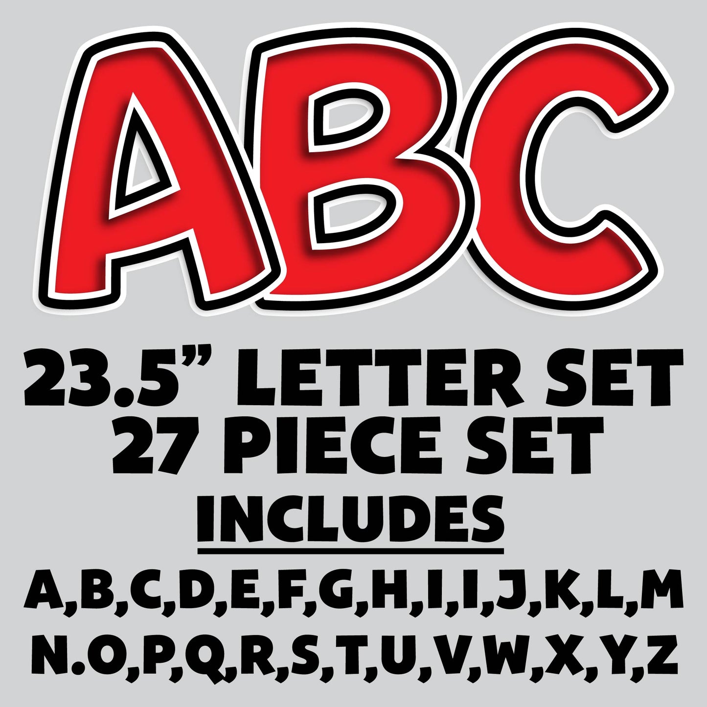 23.5” FULL SET BOUNCY RED SHADOW LETTERS - 27 PIECES