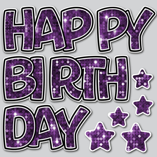 HAPPY BIRTHDAY EZ SET - SEQUIN PURPLE