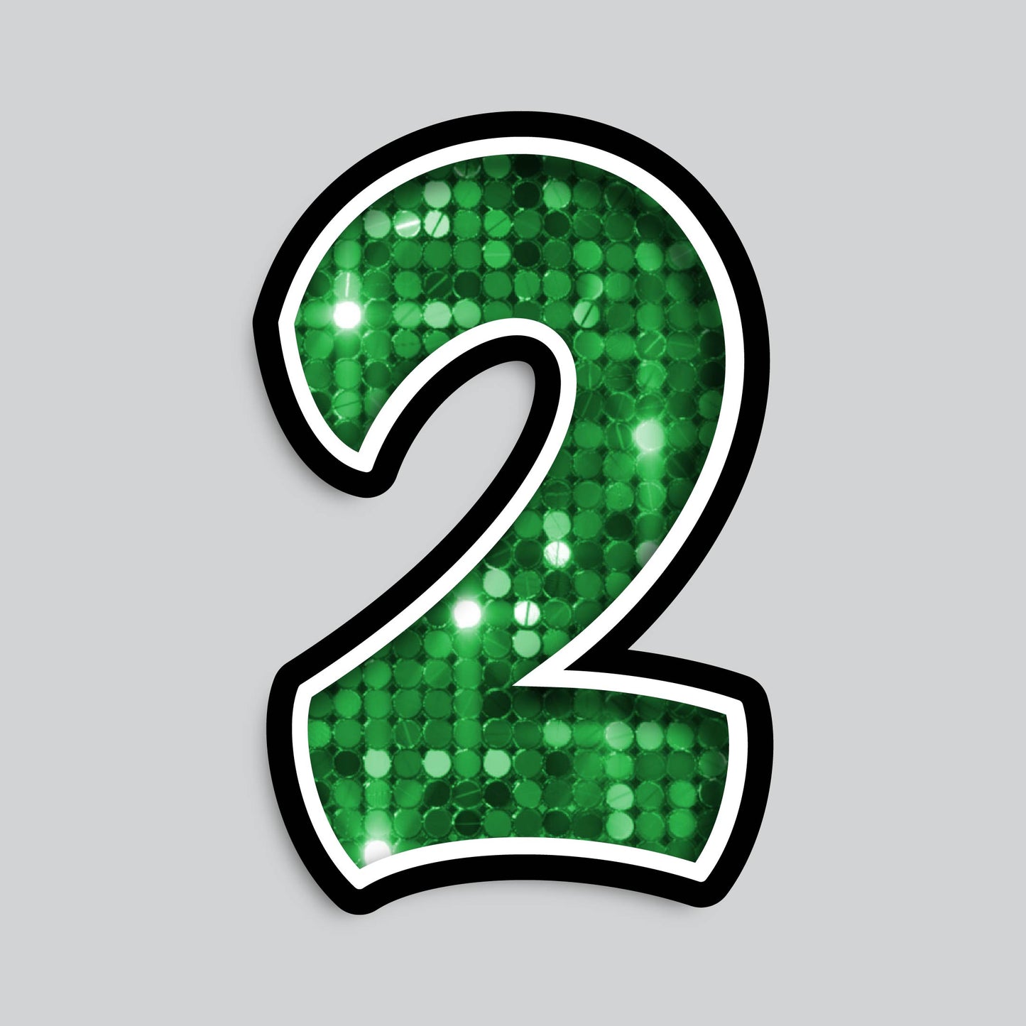 23.5" INDIVIDUAL BOUNCY GREEN SEQUIN SHADOW NUMBERS