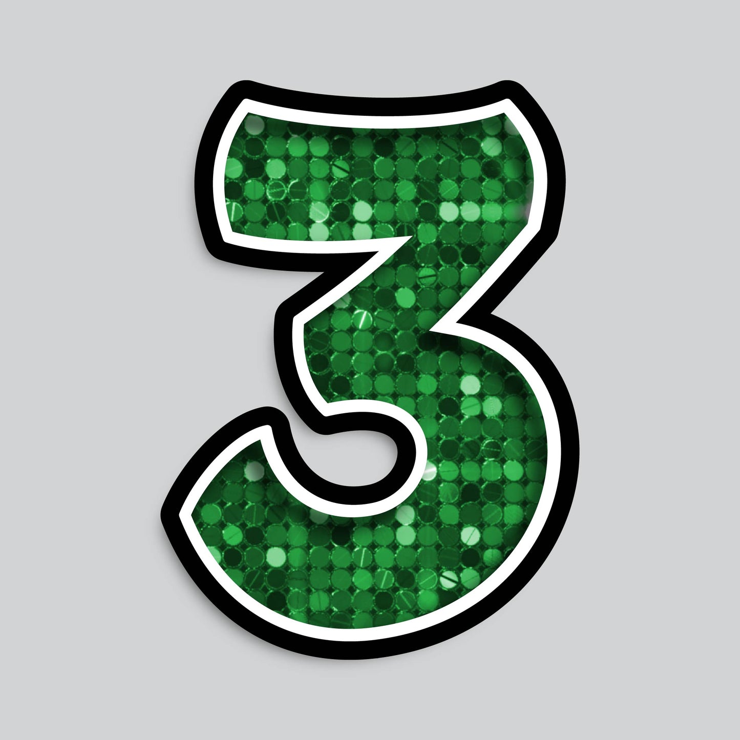 23.5" INDIVIDUAL BOUNCY GREEN SEQUIN SHADOW NUMBERS