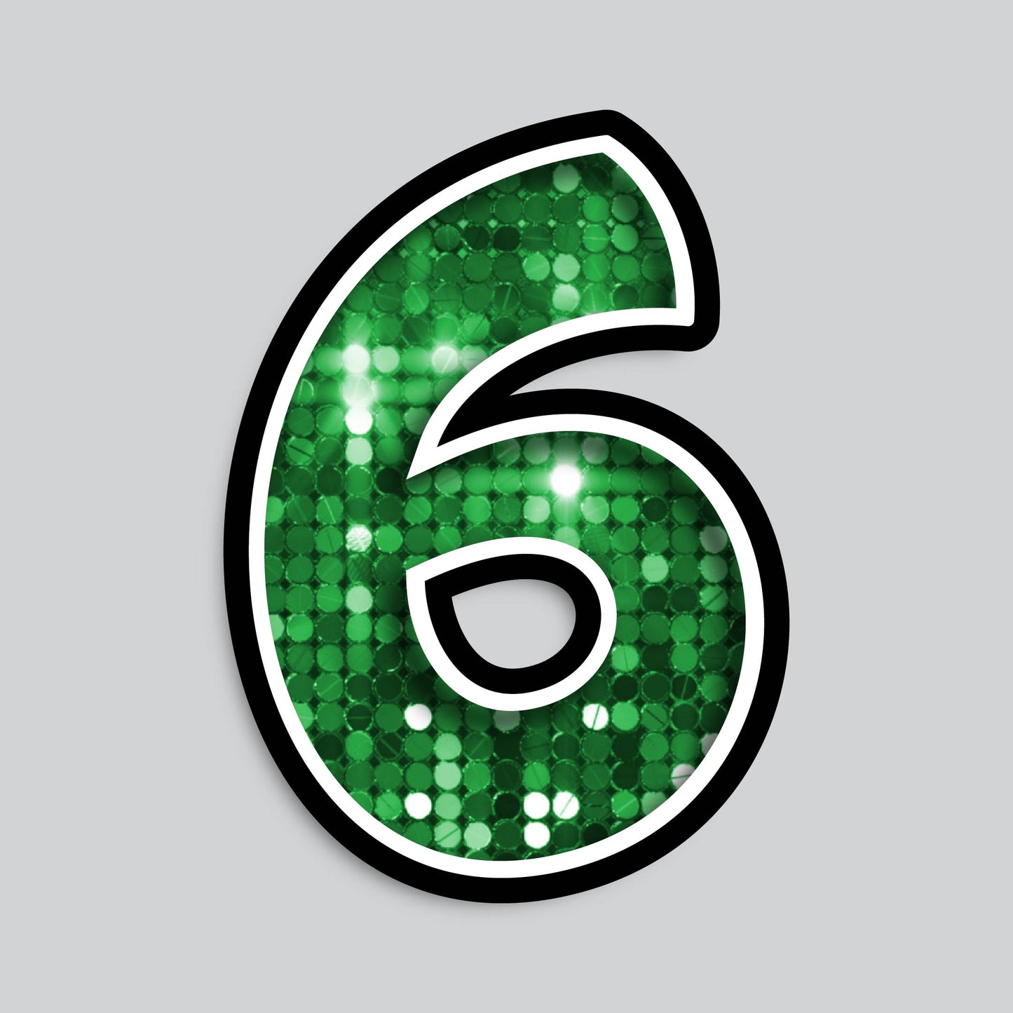 23.5" INDIVIDUAL BOUNCY GREEN SEQUIN SHADOW NUMBERS