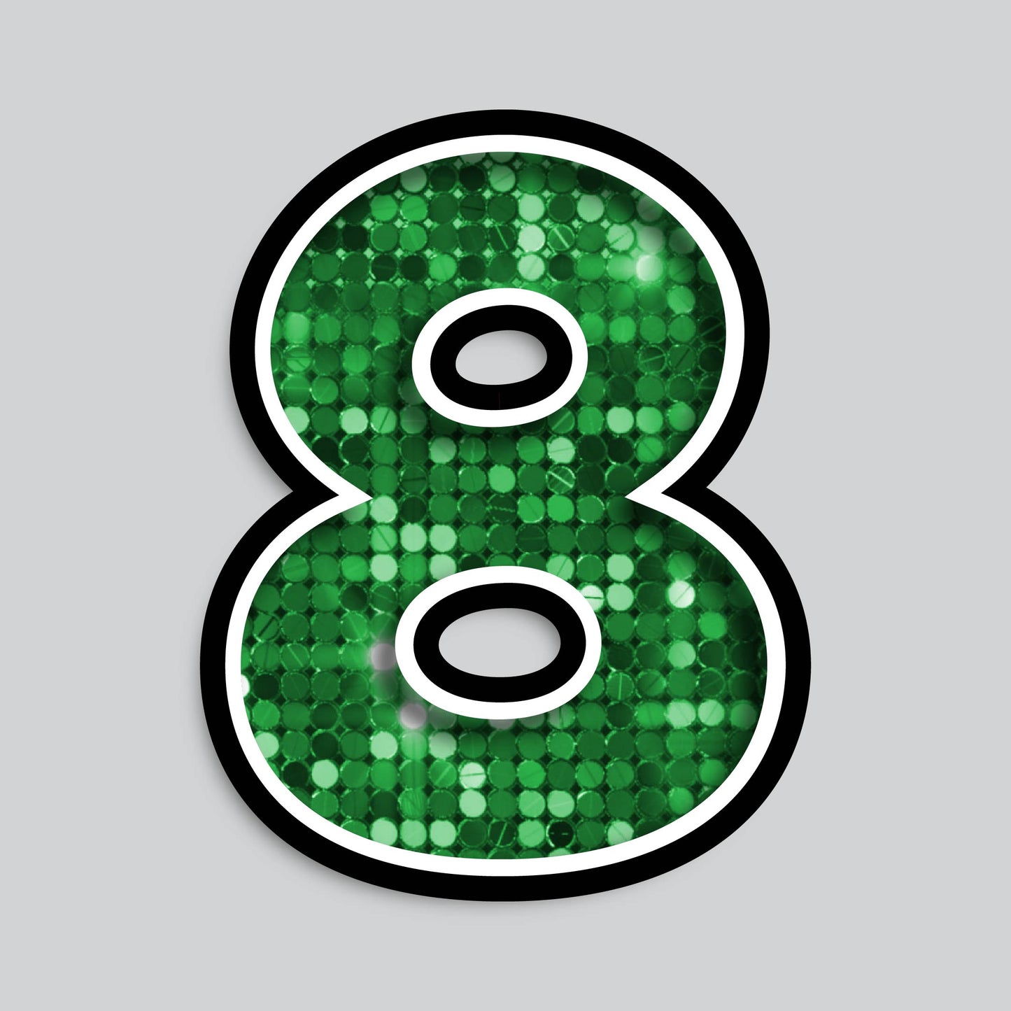 23.5" INDIVIDUAL BOUNCY GREEN SEQUIN SHADOW NUMBERS
