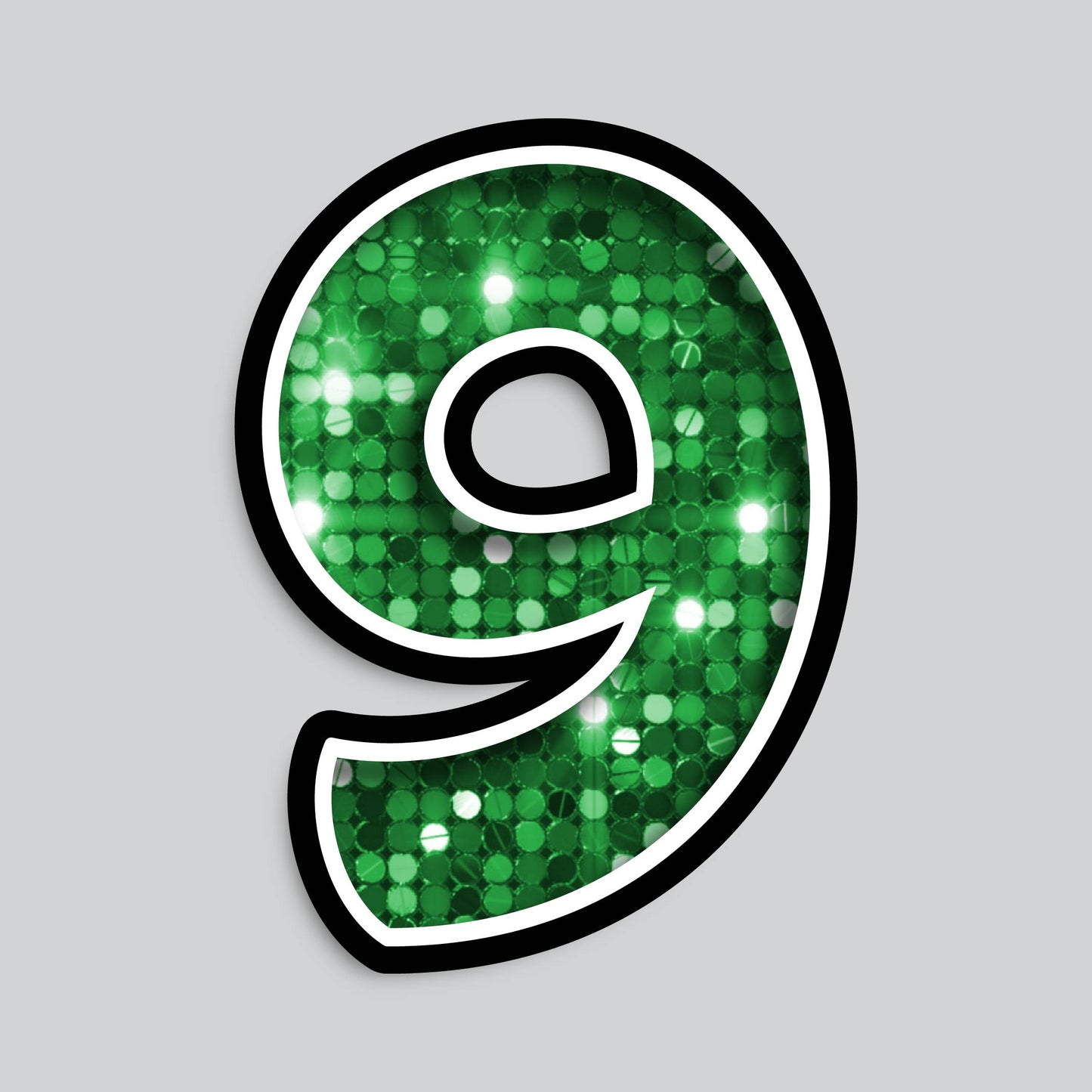 23.5" INDIVIDUAL BOUNCY GREEN SEQUIN SHADOW NUMBERS