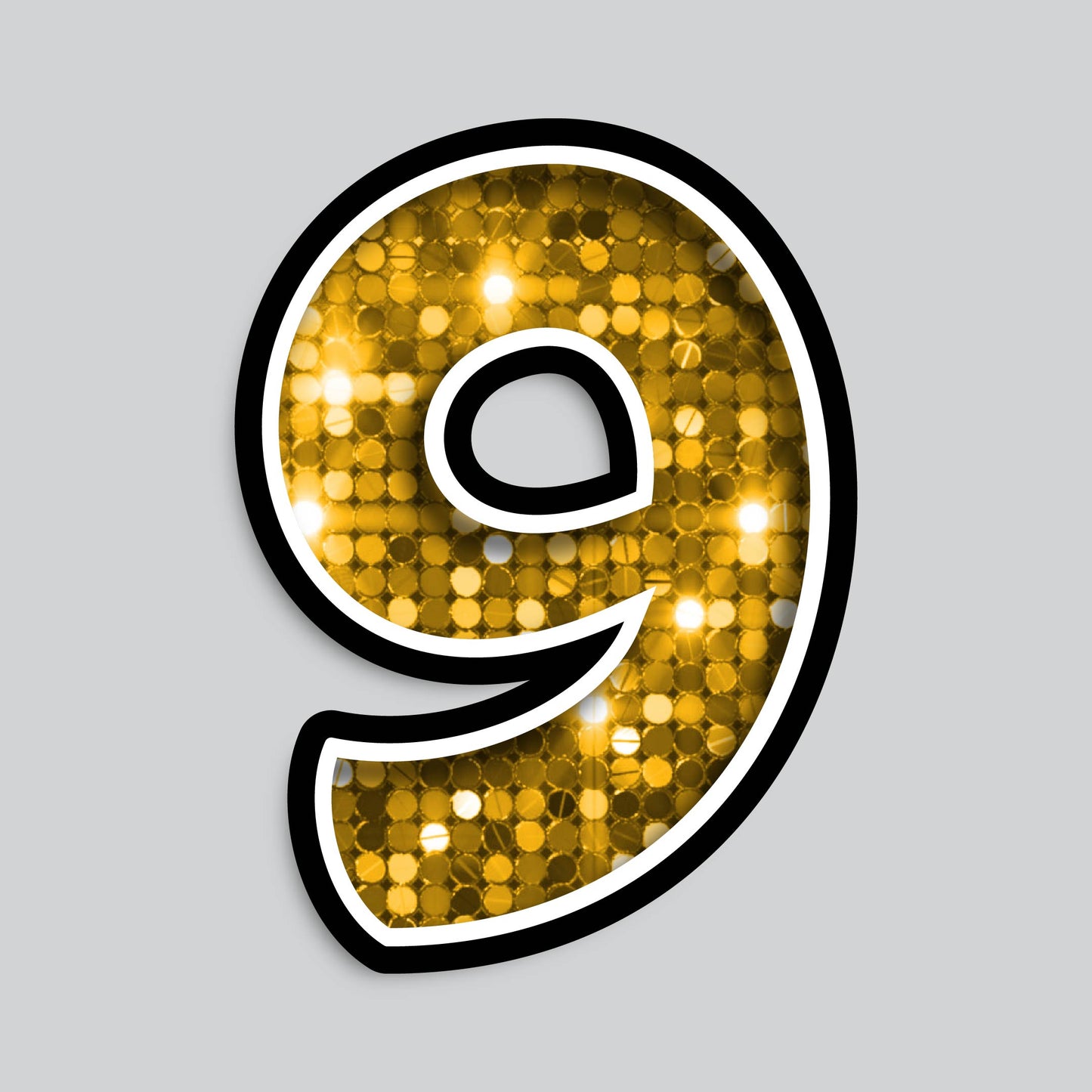 23.5" INDIVIDUAL BOUNCY GOLD SEQUIN SHADOW NUMBERS