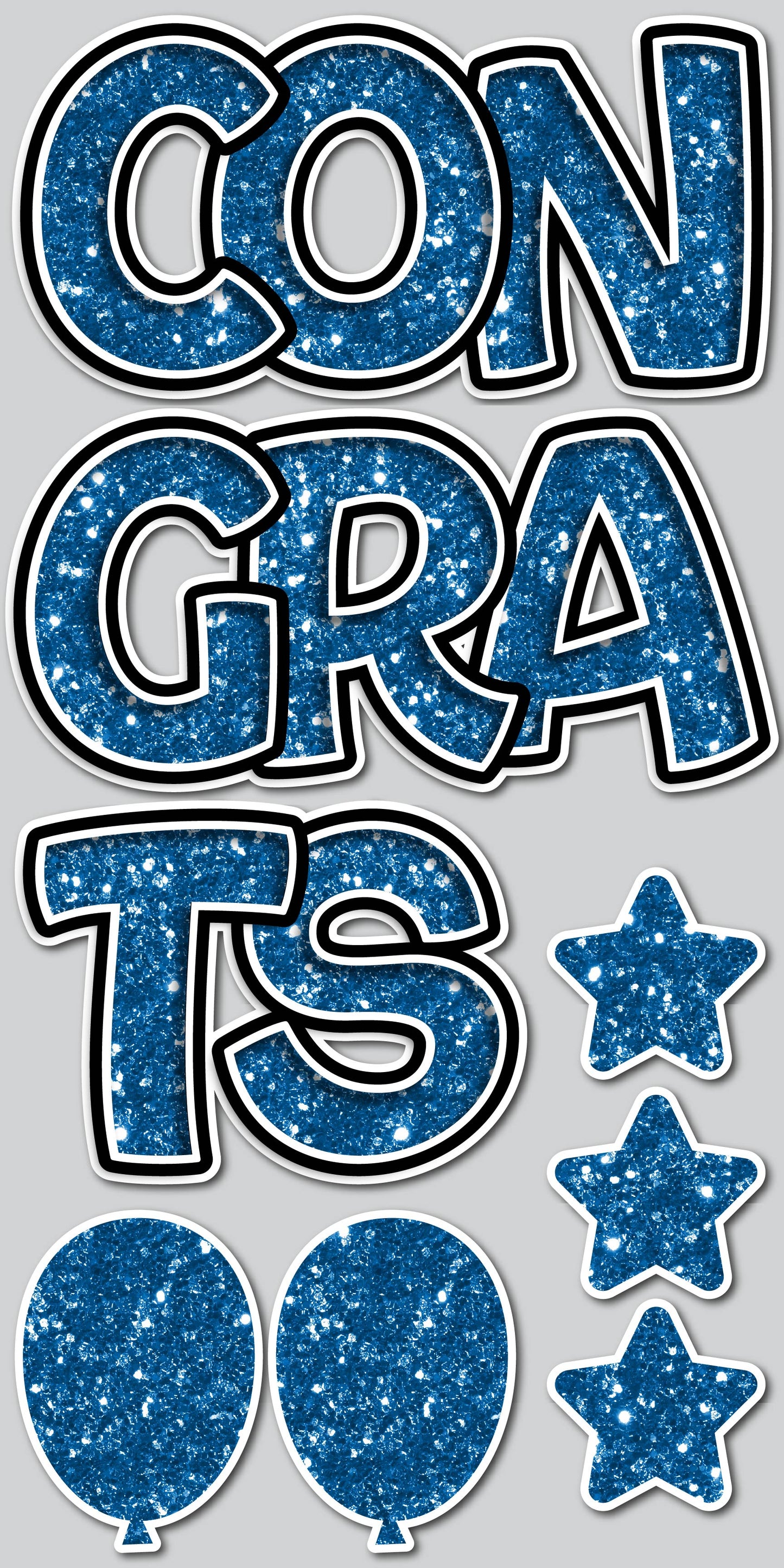 CONGRATS EZ SET - BLUE CHUNKY GLITTER