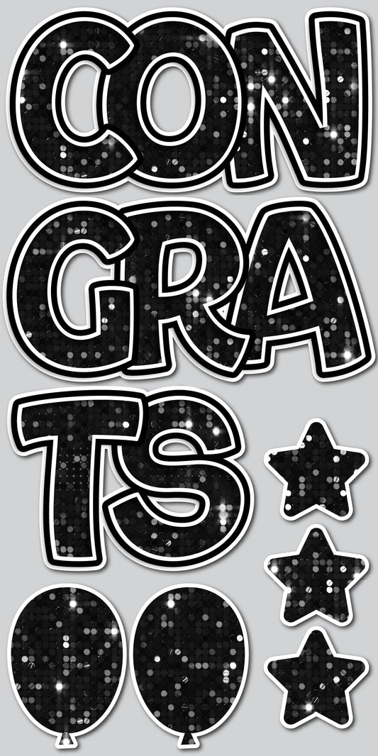 CONGRATS EZ SET - BLACK SEQUIN