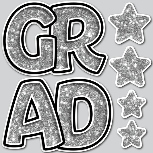 GRAD EZ SET - SILVER CHUNKY GLITTER