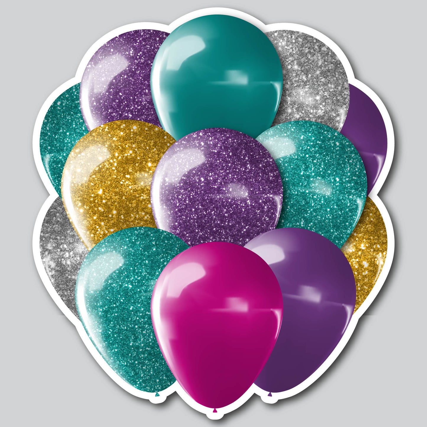 LARGE BALLOON CLUSTERS - PINK/PURPLE/TEAL/SILVER/GOLD