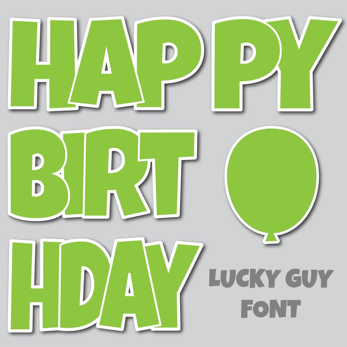 HAPPY BIRTHDAY EZ SET - LUCKY GUY - SOLID LIME GREEN