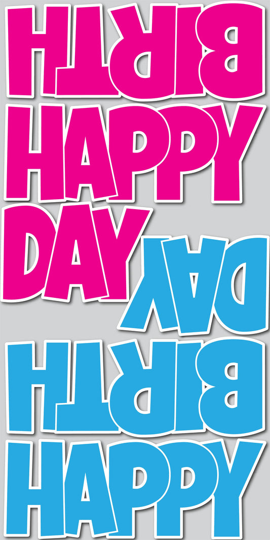 18" HAPPY BIRTHDAY EZ SET - PINK/BLUE | Yard Card Set