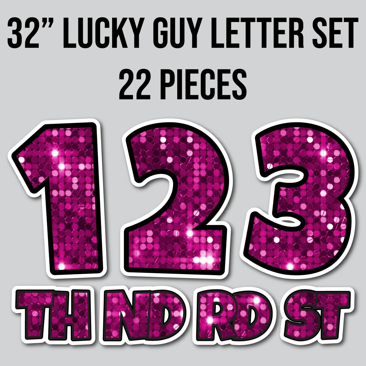 32" JUMBO LUCKY GUY NUMBERS - SEQUIN PINK | Yard Card Set