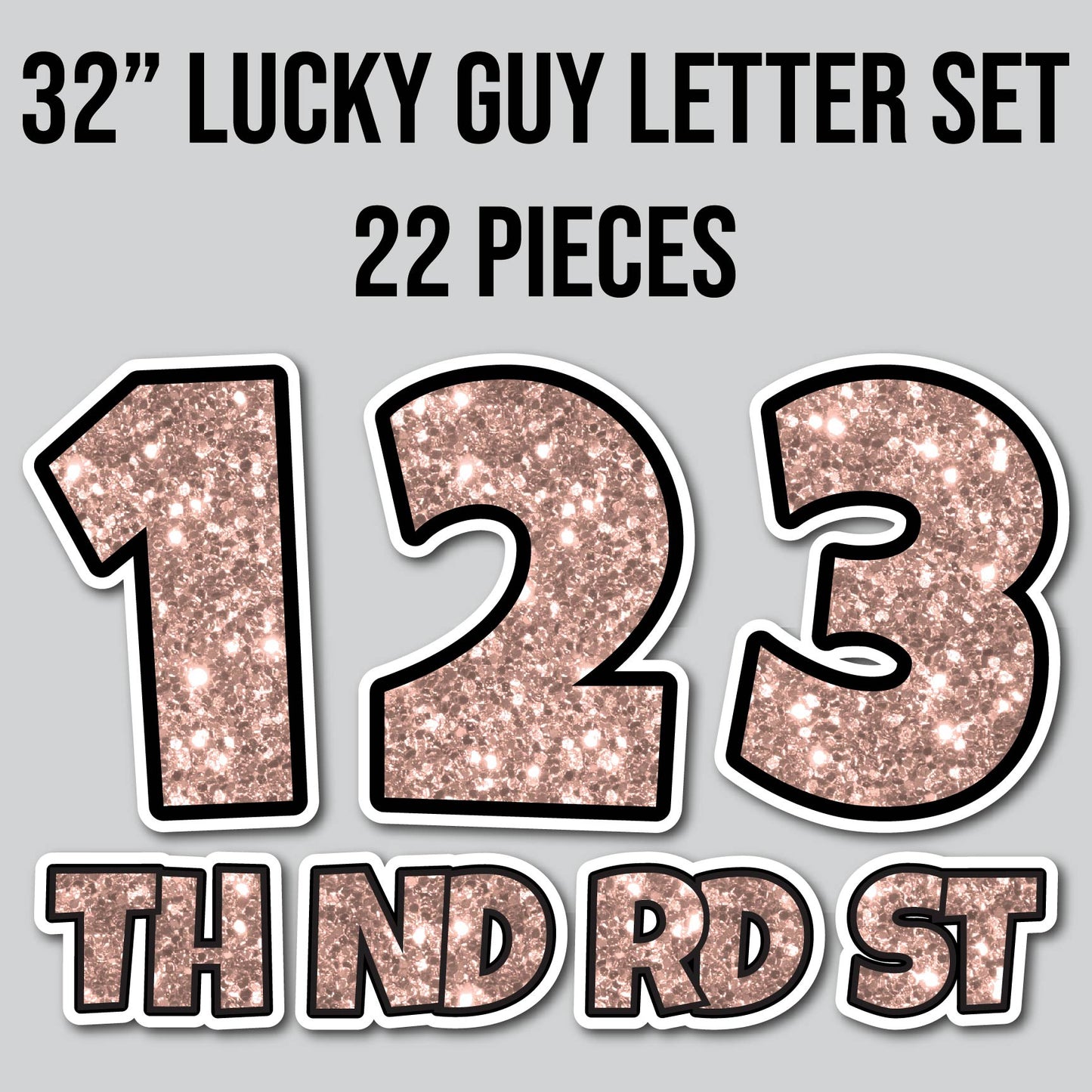 32" JUMBO LUCKY GUY NUMBERS - CHUNKY GLITTER PINK | Yard Card Set