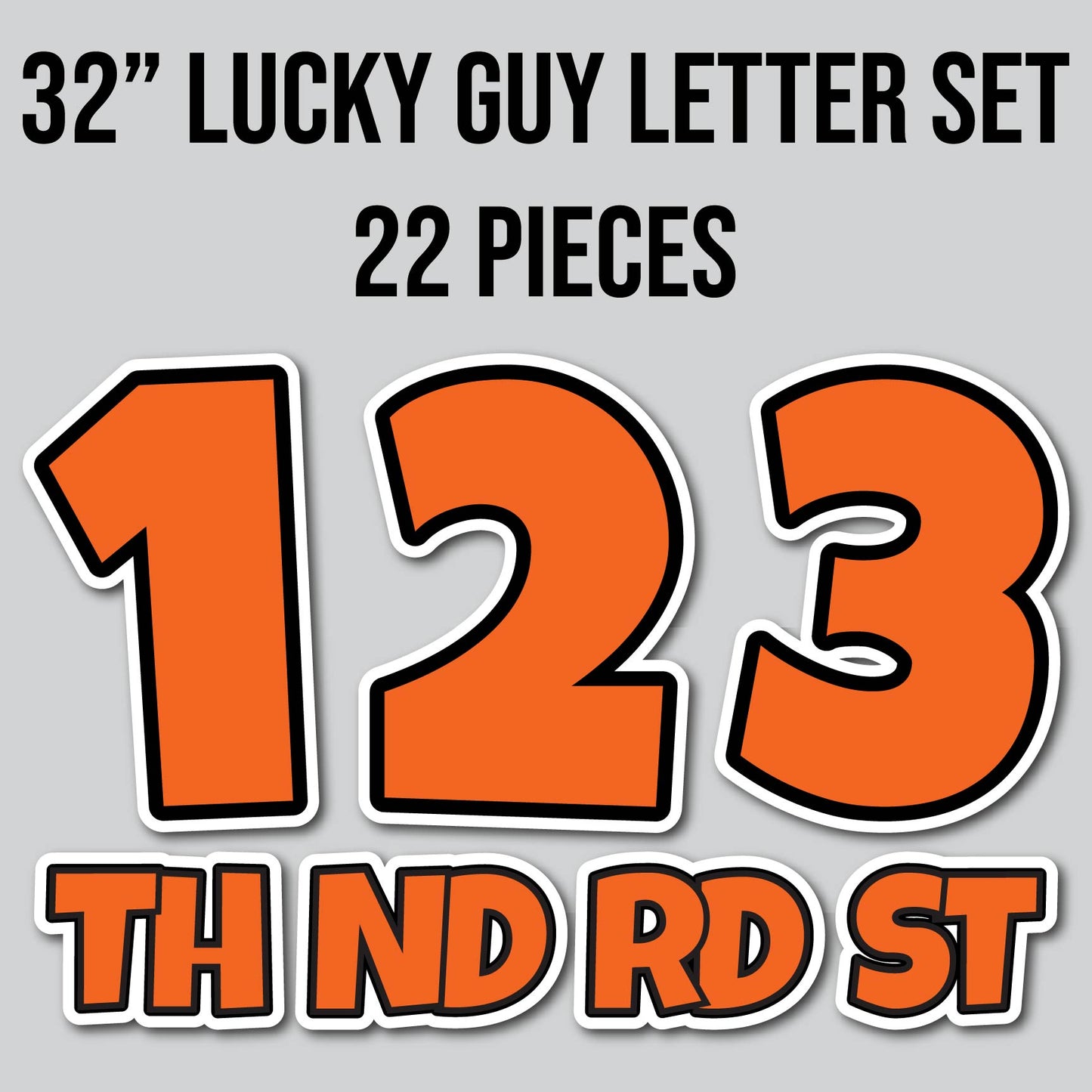 32" JUMBO LUCKY GUY NUMBERS - SOLID ORANGE | Yard Card Set