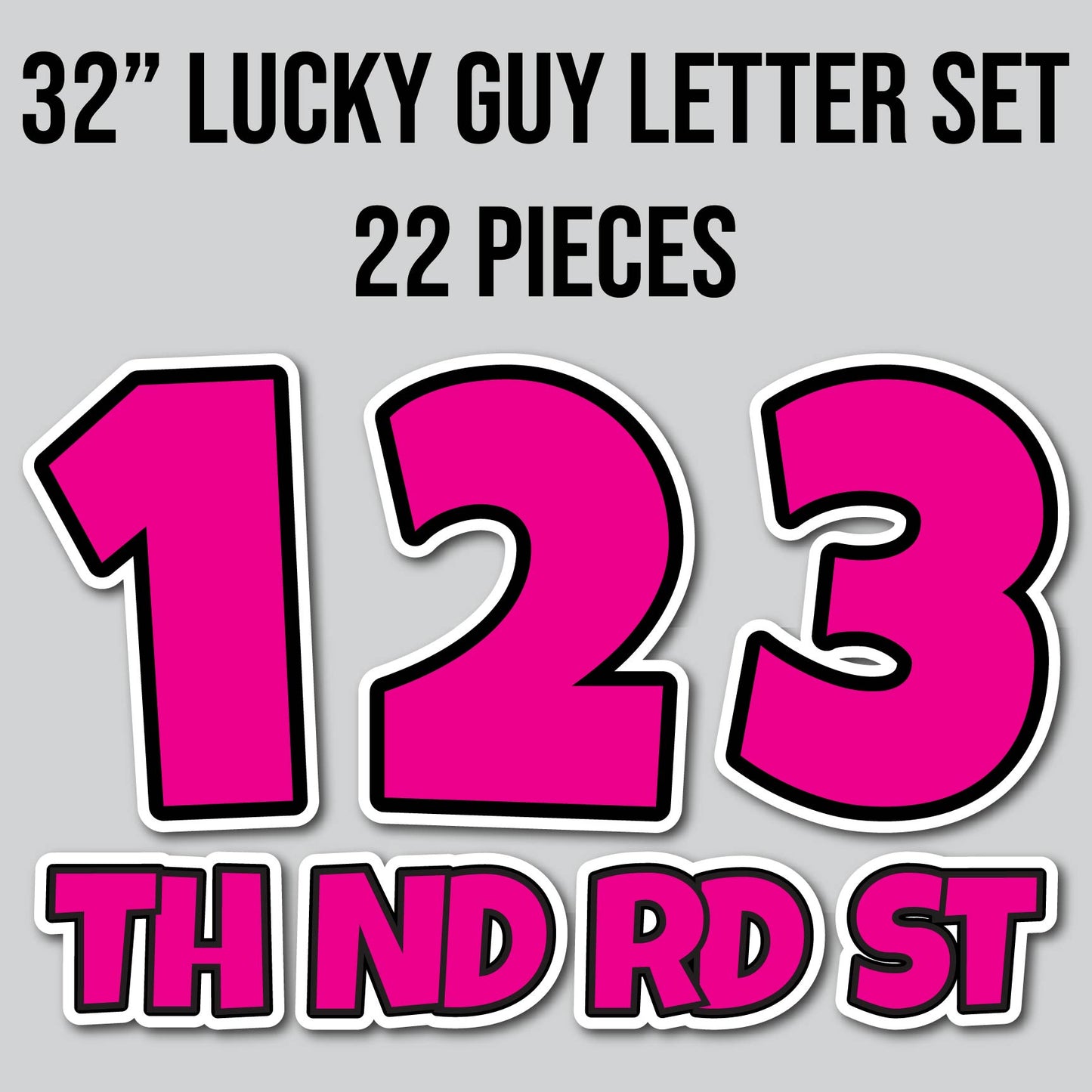 32" JUMBO LUCKY GUY NUMBERS - SOLID PINK | Yard Card Set