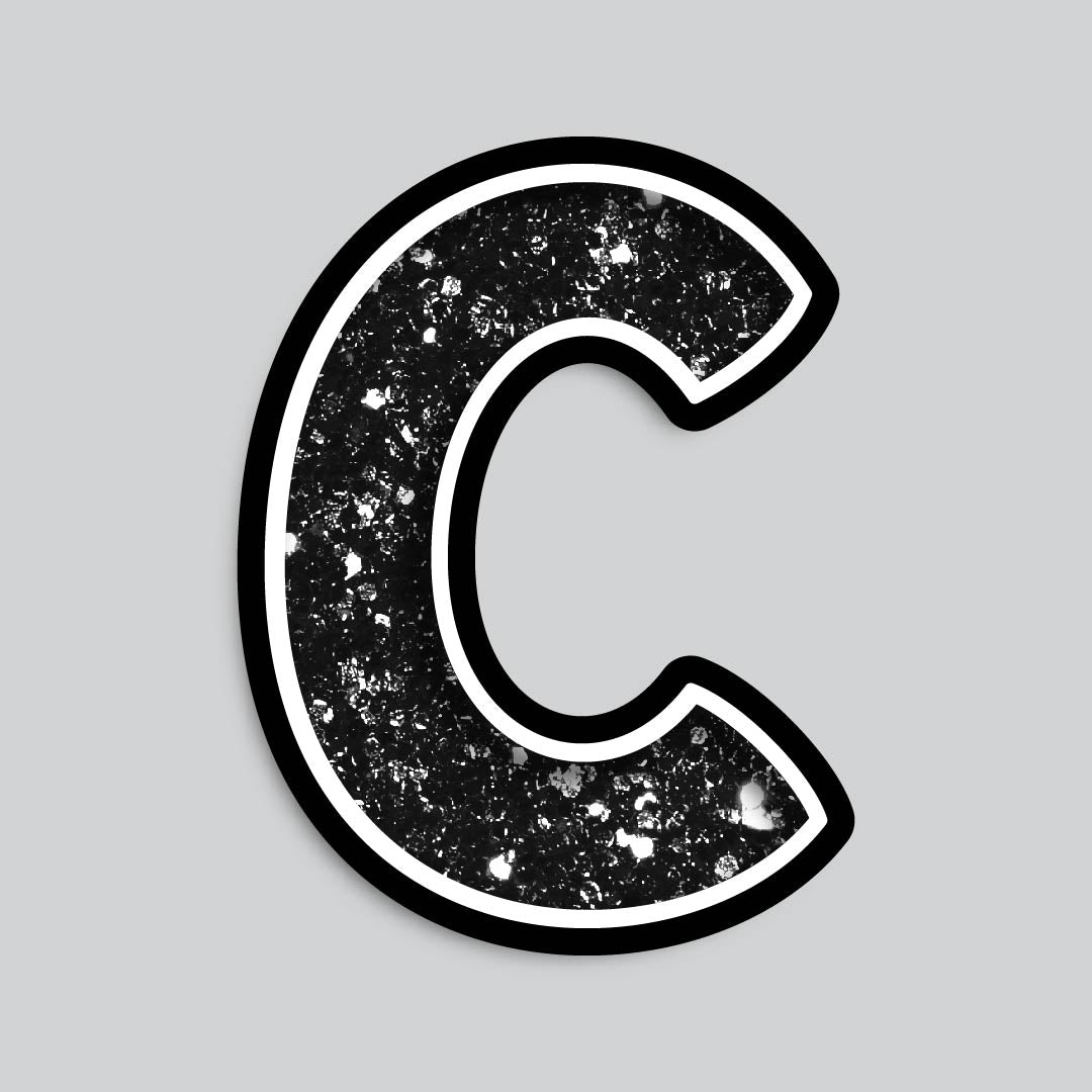 23.5” INDIVIDUAL BOUNCY BLACK CHUNKY GLITTER SHADOW LETTERS