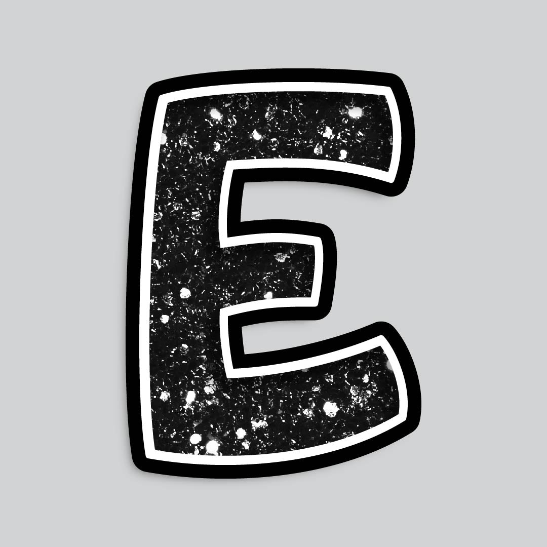 23.5” INDIVIDUAL BOUNCY BLACK CHUNKY GLITTER SHADOW LETTERS