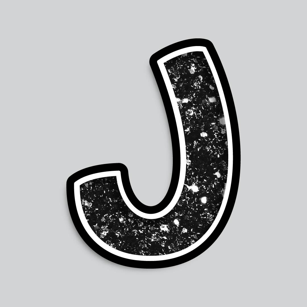23.5” INDIVIDUAL BOUNCY BLACK CHUNKY GLITTER SHADOW LETTERS