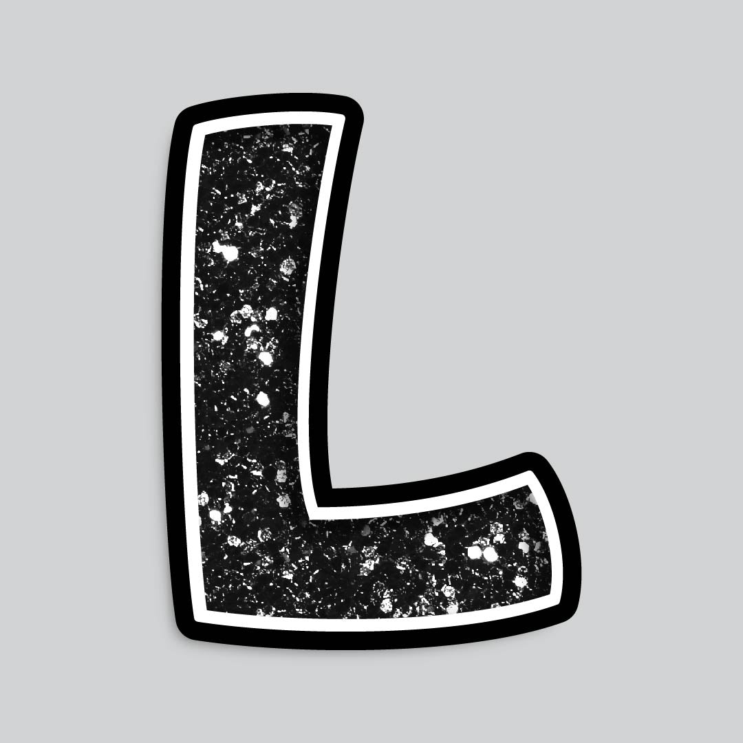 23.5” INDIVIDUAL BOUNCY BLACK CHUNKY GLITTER SHADOW LETTERS