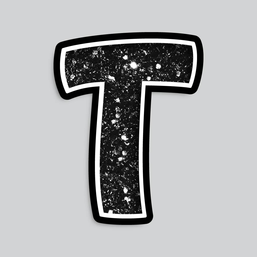23.5” INDIVIDUAL BOUNCY BLACK CHUNKY GLITTER SHADOW LETTERS