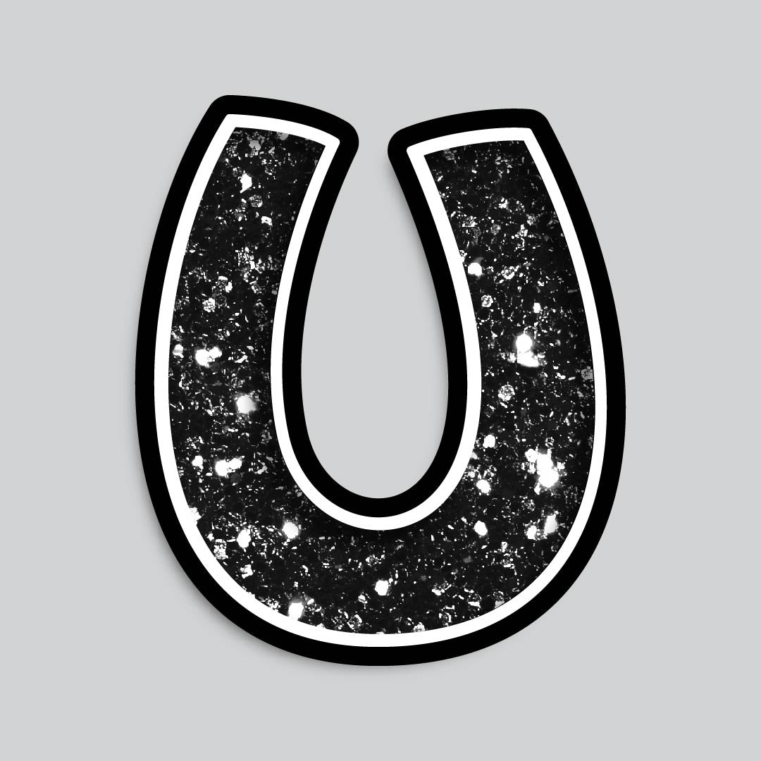 23.5” INDIVIDUAL BOUNCY BLACK CHUNKY GLITTER SHADOW LETTERS