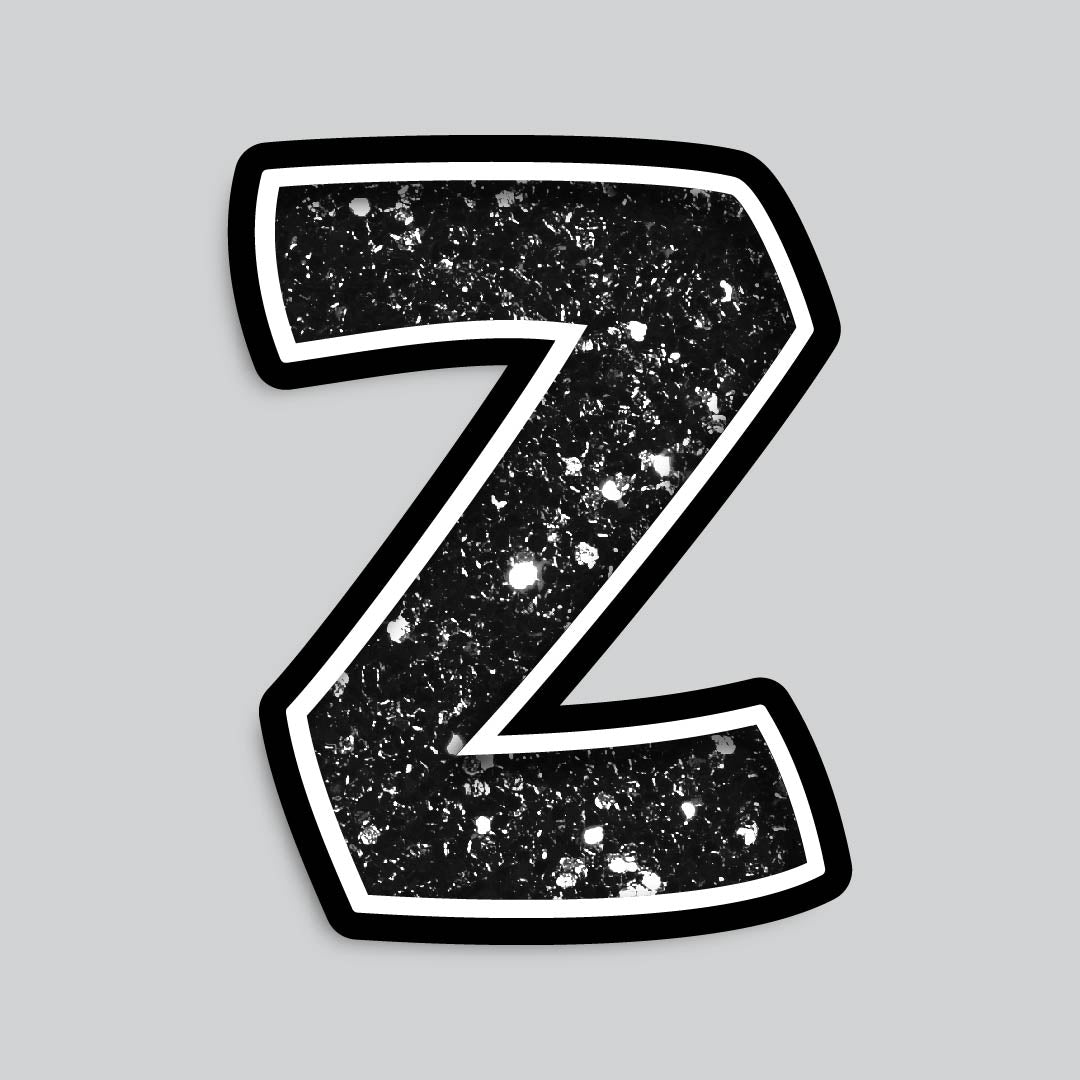 23.5” INDIVIDUAL BOUNCY BLACK CHUNKY GLITTER SHADOW LETTERS