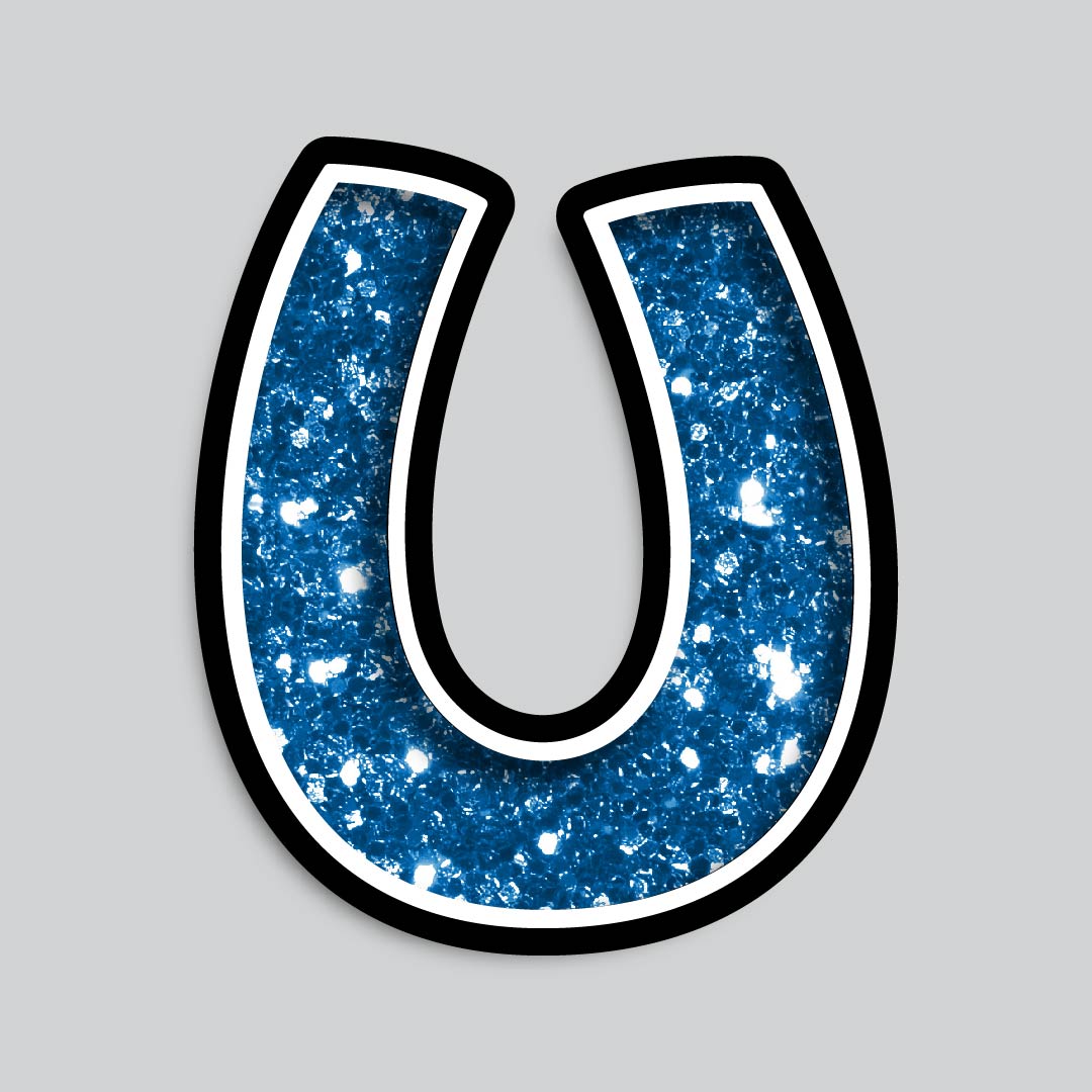 23.5” INDIVIDUAL BOUNCY BLUE CHUNKY GLITTER SHADOW LETTERS
