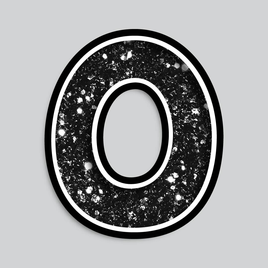 Copy of 23.5" INDIVIDUAL BOUNCY BLACK CHUNKY GLITTER SHADOW NUMBERS