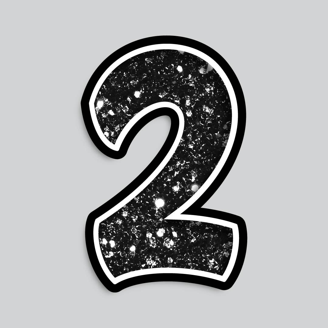 Copy of 23.5" INDIVIDUAL BOUNCY BLACK CHUNKY GLITTER SHADOW NUMBERS