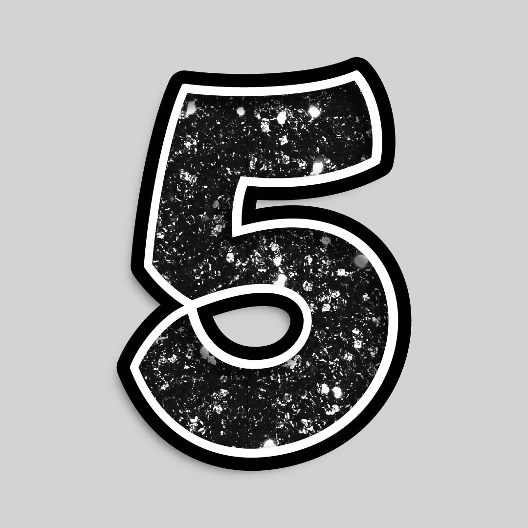 Copy of 23.5" INDIVIDUAL BOUNCY BLACK CHUNKY GLITTER SHADOW NUMBERS