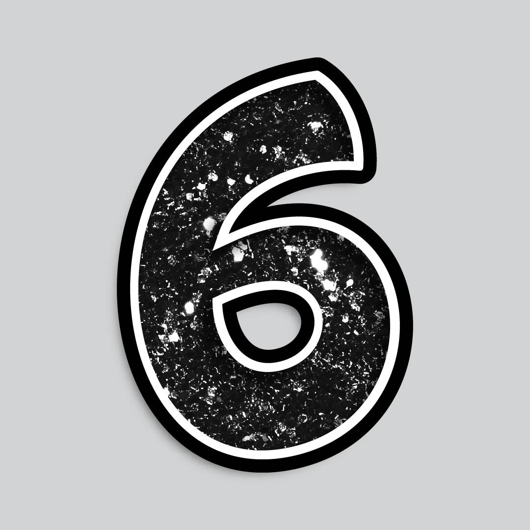 Copy of 23.5" INDIVIDUAL BOUNCY BLACK CHUNKY GLITTER SHADOW NUMBERS