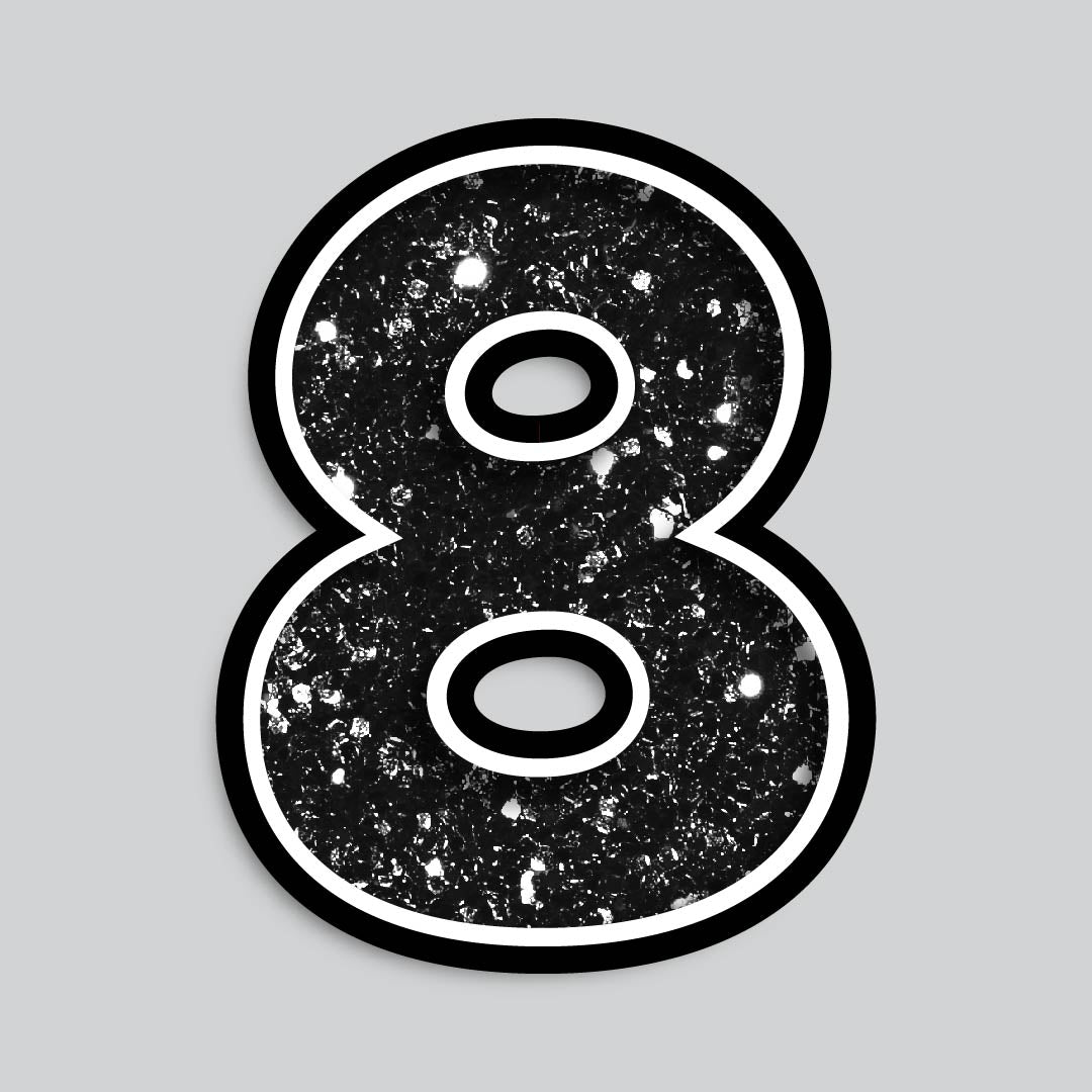 Copy of 23.5" INDIVIDUAL BOUNCY BLACK CHUNKY GLITTER SHADOW NUMBERS