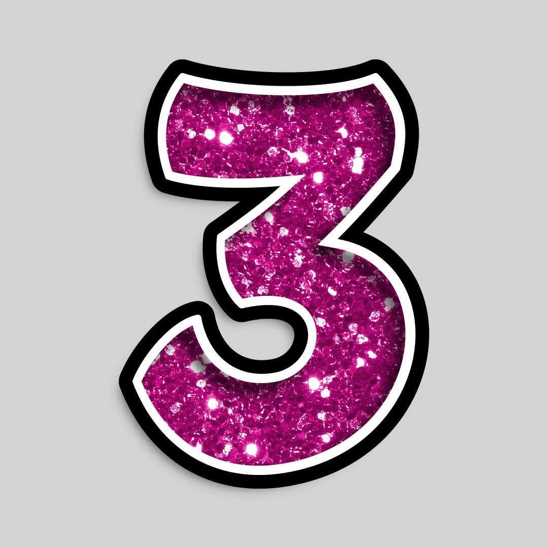 23.5" INDIVIDUAL BOUNCY PINK CHUNKY GLITTER SHADOW NUMBERS
