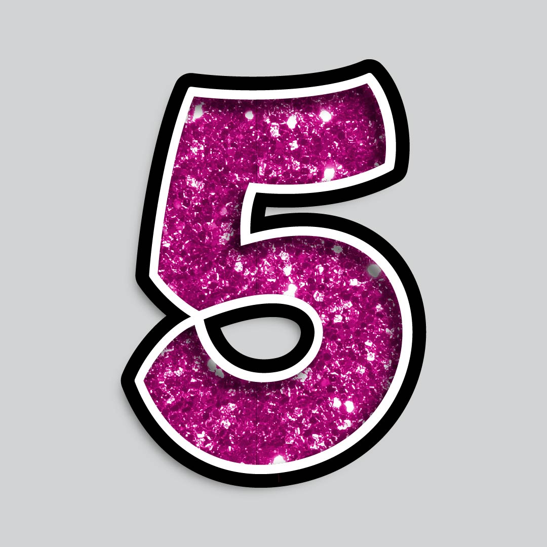 23.5" INDIVIDUAL BOUNCY PINK CHUNKY GLITTER SHADOW NUMBERS