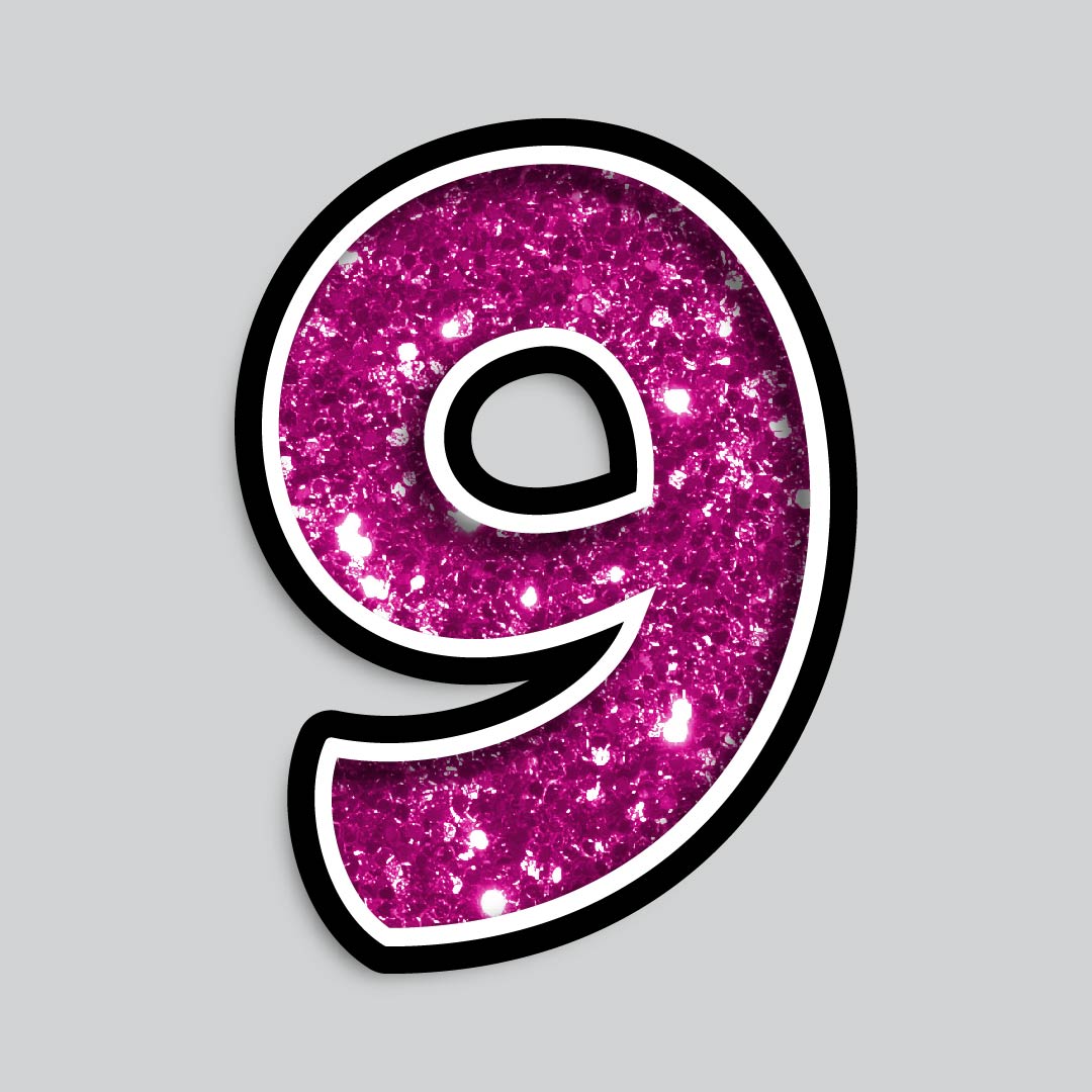 23.5" INDIVIDUAL BOUNCY PINK CHUNKY GLITTER SHADOW NUMBERS