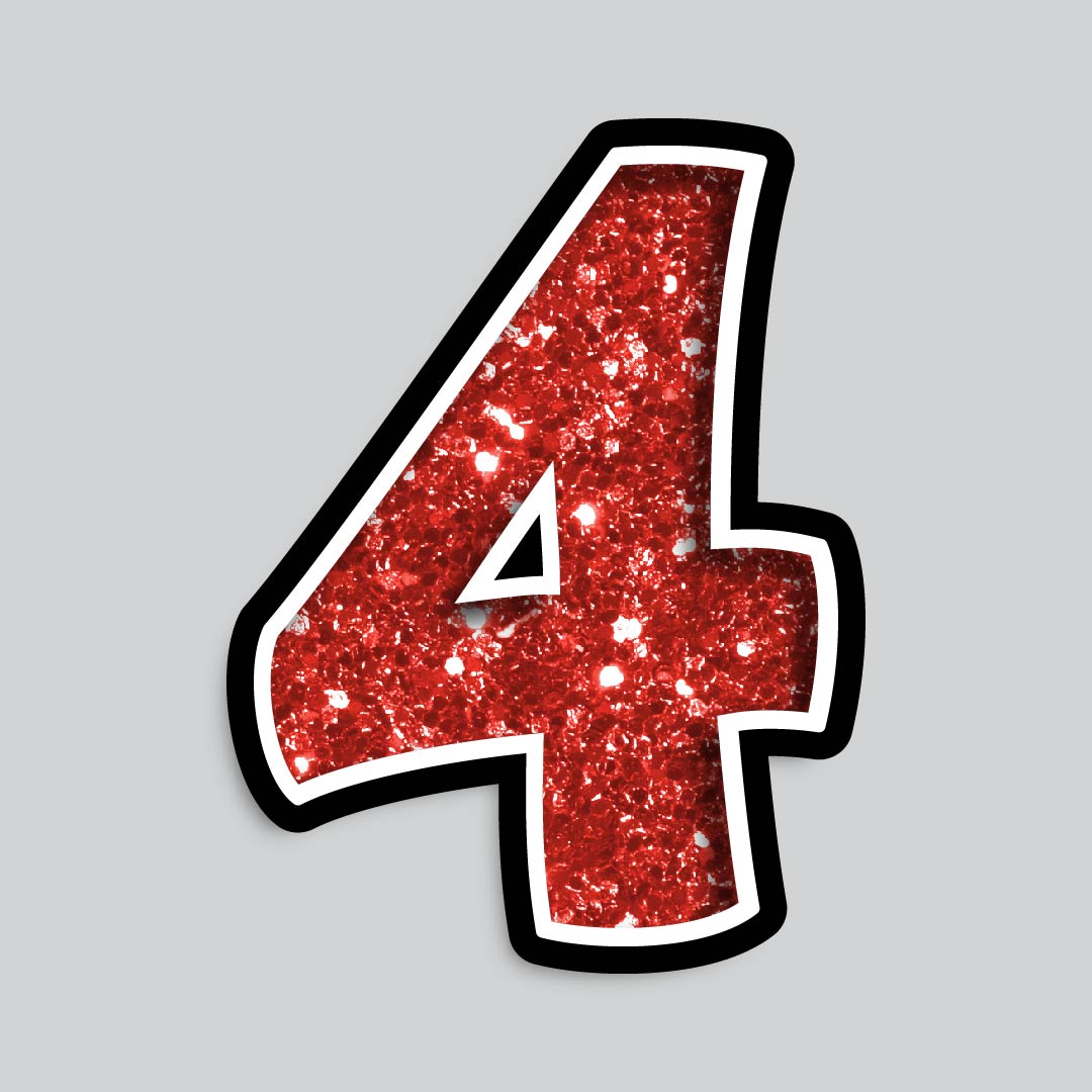 23.5" INDIVIDUAL BOUNCY RED CHUNKY GLITTER SHADOW NUMBERS