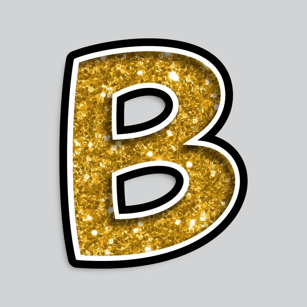 23.5” INDIVIDUAL BOUNCY GOLD CHUNKY GLITTER SHADOW LETTERS