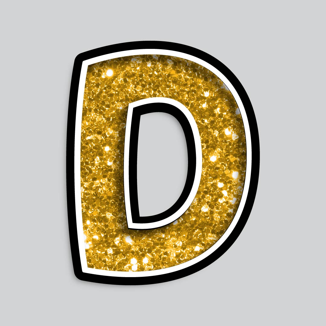 23.5” INDIVIDUAL BOUNCY GOLD CHUNKY GLITTER SHADOW LETTERS